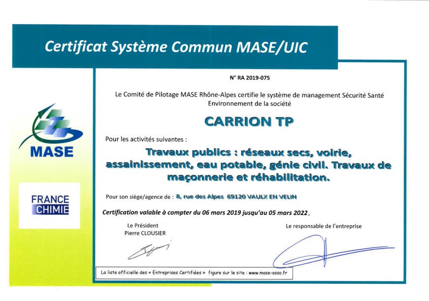 Nos certifications